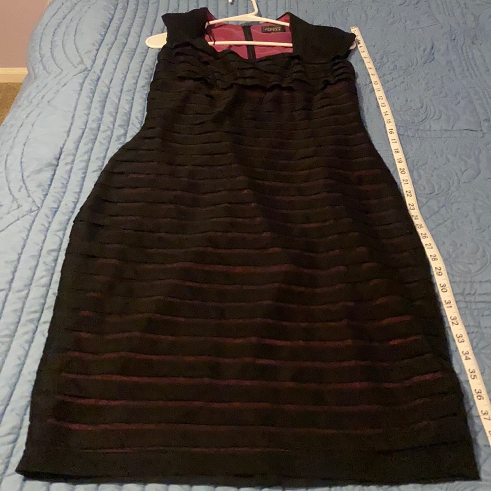 Adrianna Papell- 6-Black chiffon magenta lining